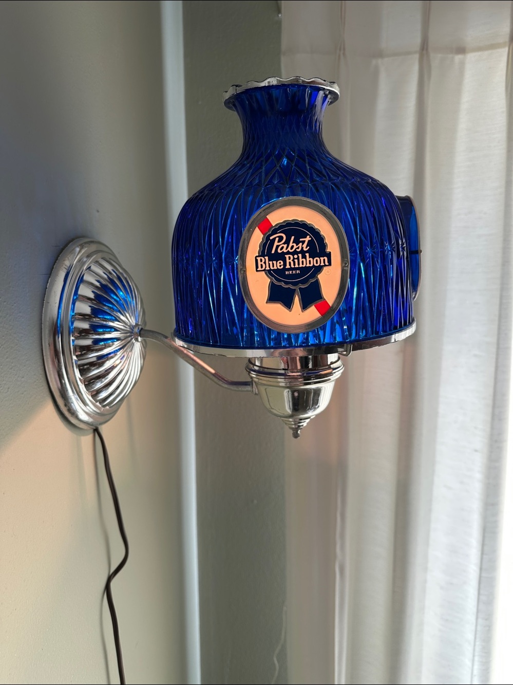 2 LIGHTS (PAIR OF) PABST BLUE RIBBON 70'S WALL SCONCE BAR LIGHTS #P-1477-T